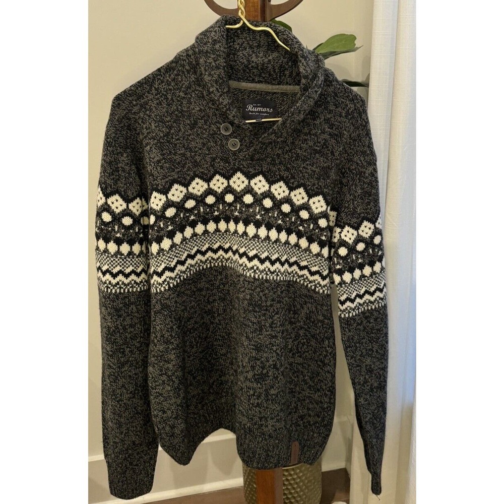 Rumors knitted sweater men gray and white size XL